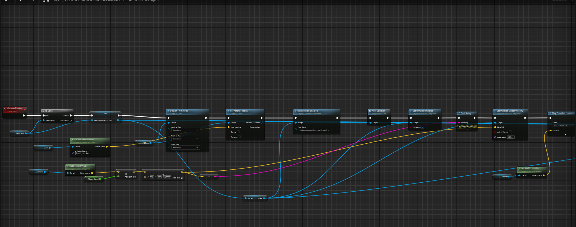 ThrowCube2 blueprint code sample